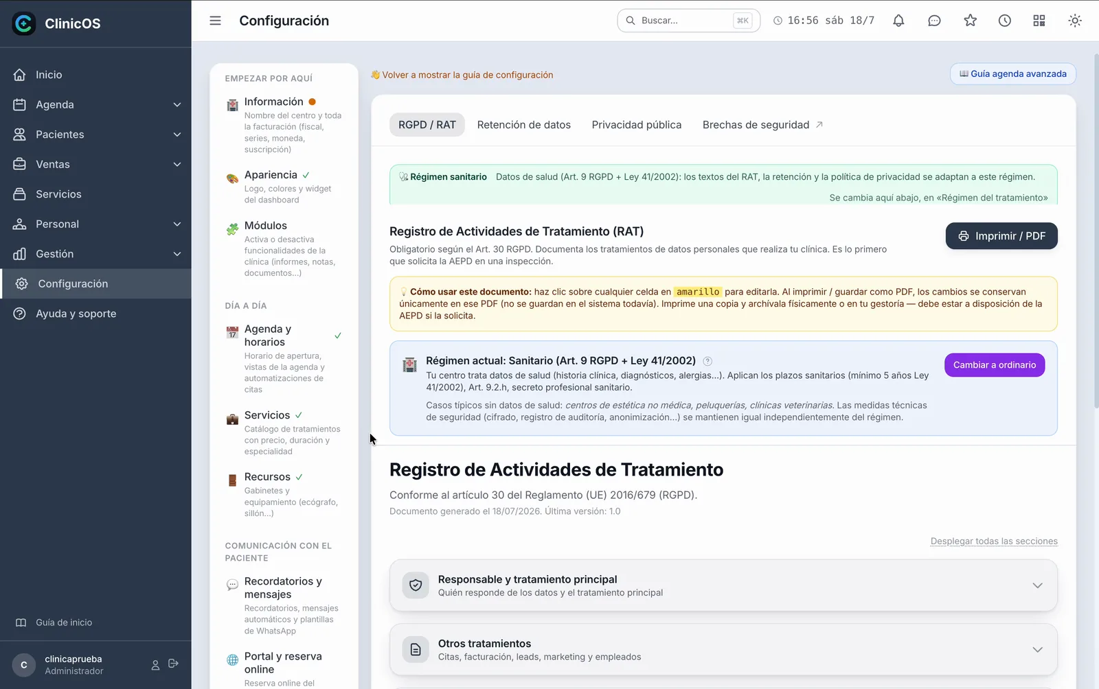 RGPD sin dolores de cabeza — ClinicOS