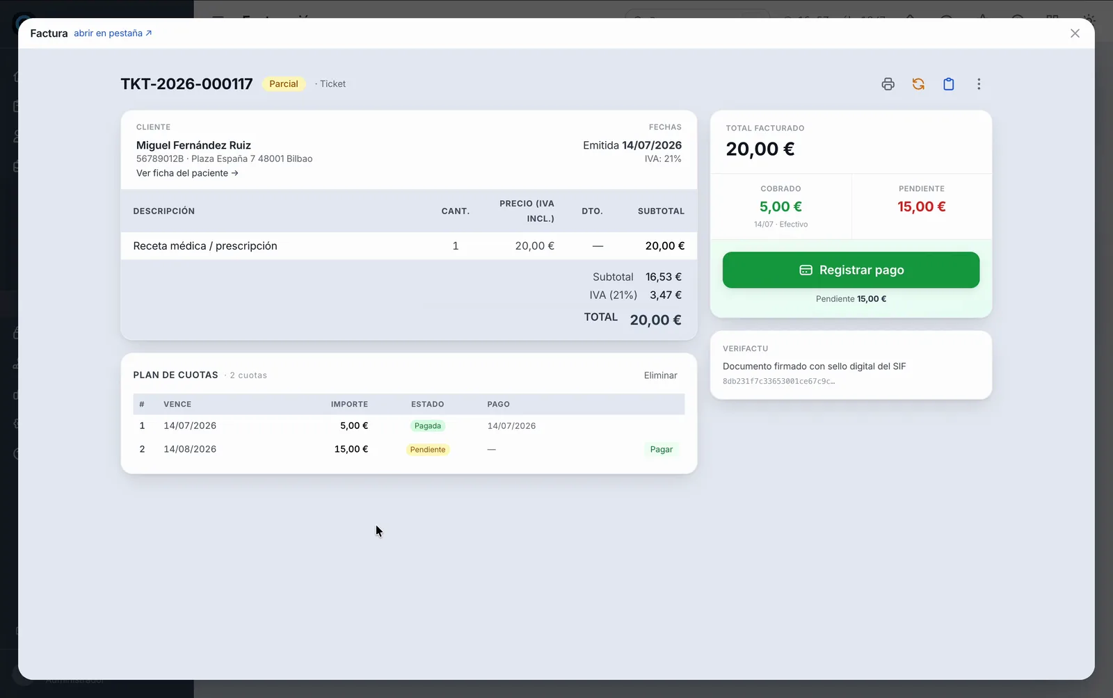 Plan de pago por cuotas